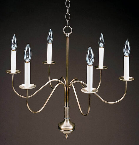 Signature 6 Light 24 inch Dark Antique Brass Chandelier Ceiling Light