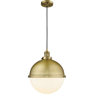 Franklin Restoration Hampden LED 13 inch Brushed Brass Pendant Ceiling Light in Matte White Glass