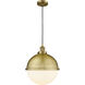 Franklin Restoration Hampden LED 13 inch Brushed Brass Pendant Ceiling Light in Matte White Glass