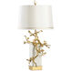 Frederick Cooper 36 inch 100 watt Natural White/Antique Gold Leaf Table Lamp Portable Light, Frederick Cooper