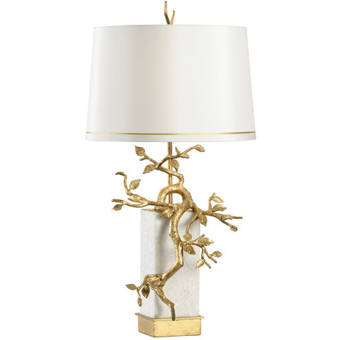 Frederick Cooper 36 inch 100 watt Natural White/Antique Gold Leaf Table Lamp Portable Light, Frederick Cooper