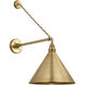 Thomas O'Brien Academy Barn Light LED 27.5 inch Hand-Rubbed Antique Brass Anchored Mack Barn Light in 12.5" Hand-Rubbed Antique Brass Conical Savannah Shade