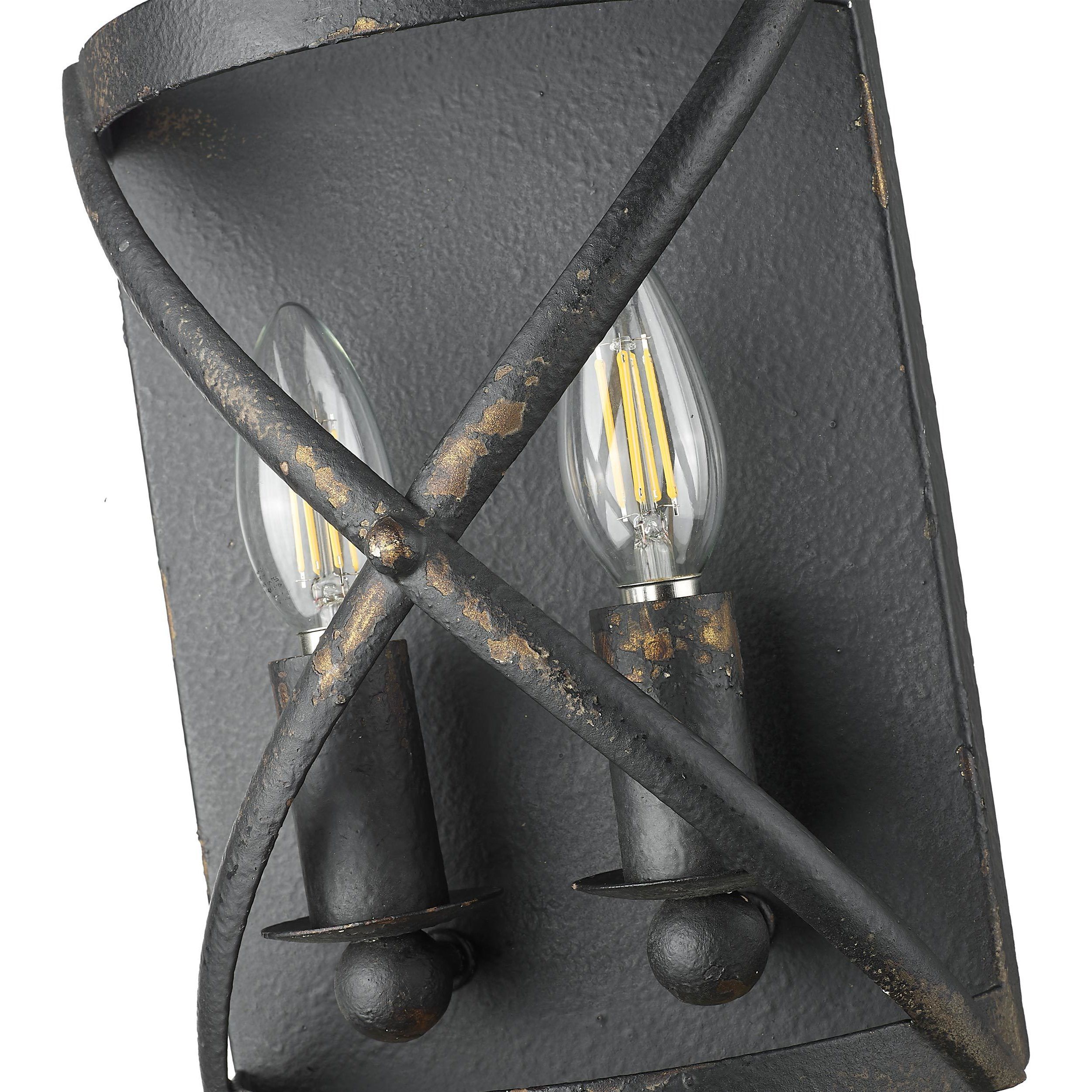 Alcott 2 Light 7.13 inch Antique Black Iron Wall Sconce Wall Light