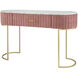 Pleated 47 X 17 inch Pink and Gold and White Console Table
