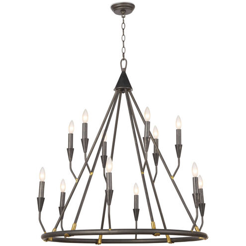 Sierra 12 Light 35.5 inch Blackened Steel Chandelier Ceiling Light