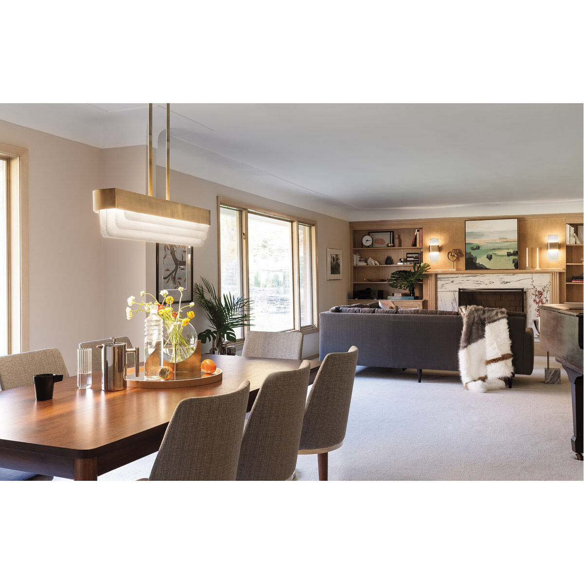 Serene LED 6 inch Natural Brass Chandelier Linear Ceiling Light