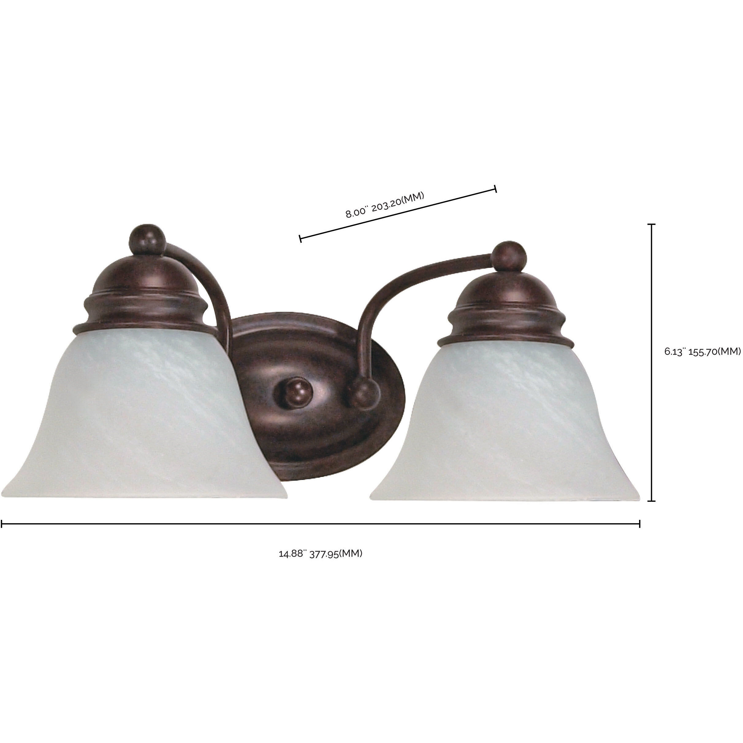 Empire 2 Light 15 inch Old Bronze Vanity Light Wall Light