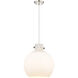 Newton Sphere 1 Light 14 inch Polished Nickel Pendant Ceiling Light in Matte White Glass