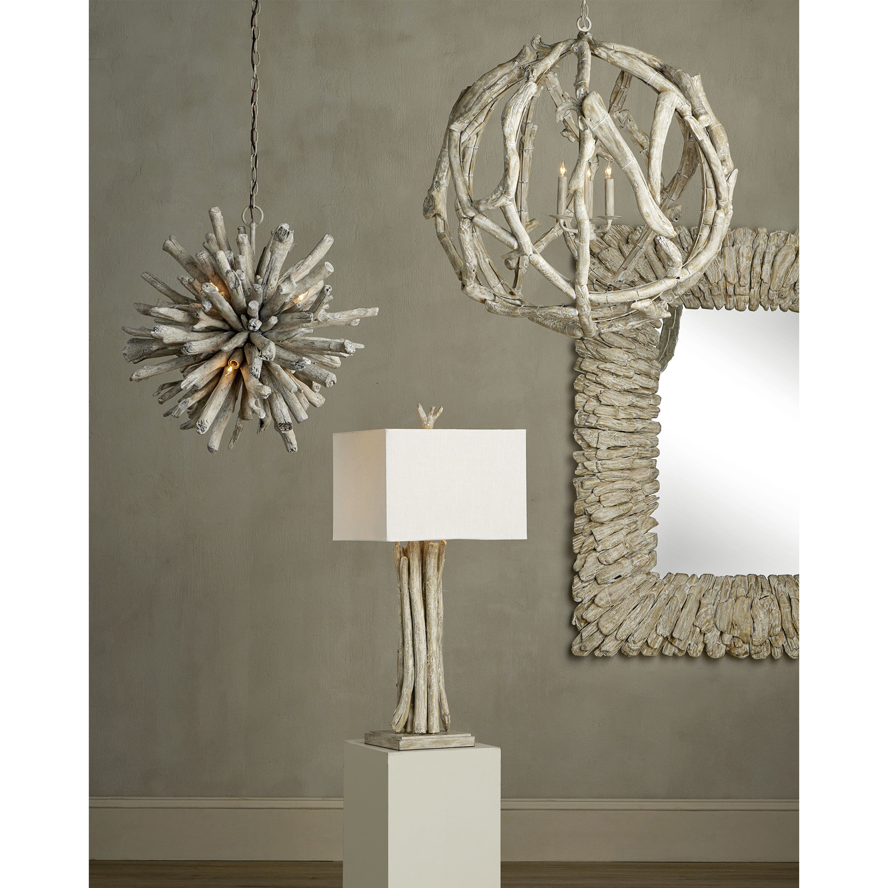 Currey Company Driftwood Orb Chandelier