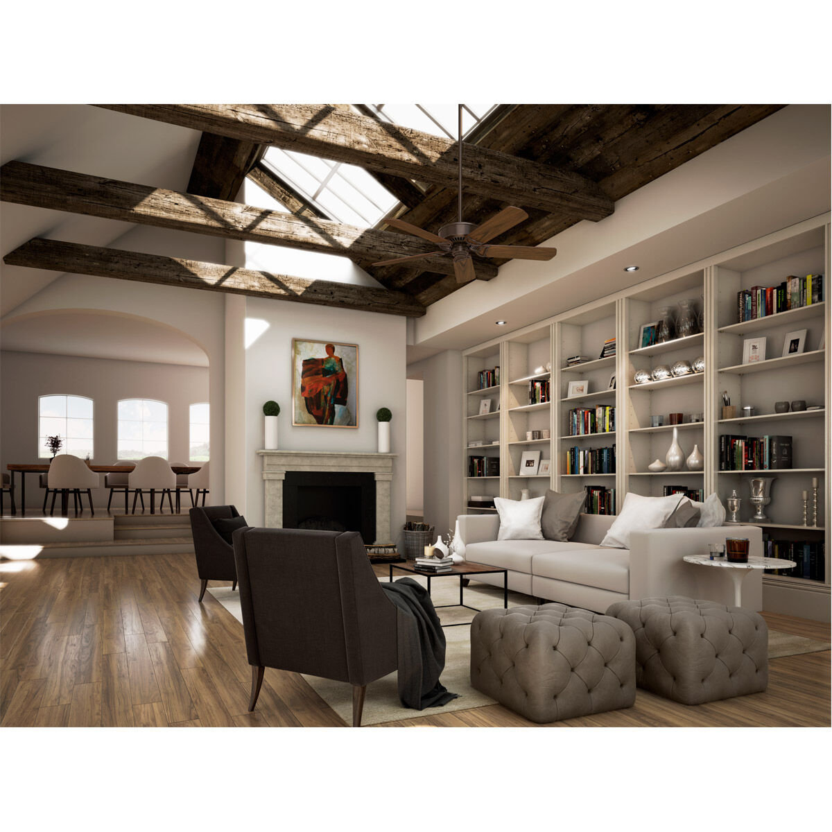 Panama 54 inch Brushed Cocoa with Distressed Walnut, Dark Walnut Blades Ceiling Fan