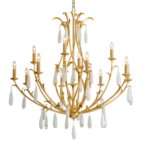 Prosecco 12 Light 46 inch Gold Leaf Chandelier Ceiling Light