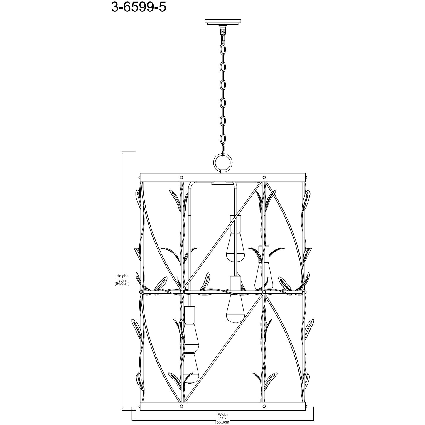 Lexington 5 Light 26 inch Matte Black Pendant Ceiling Light