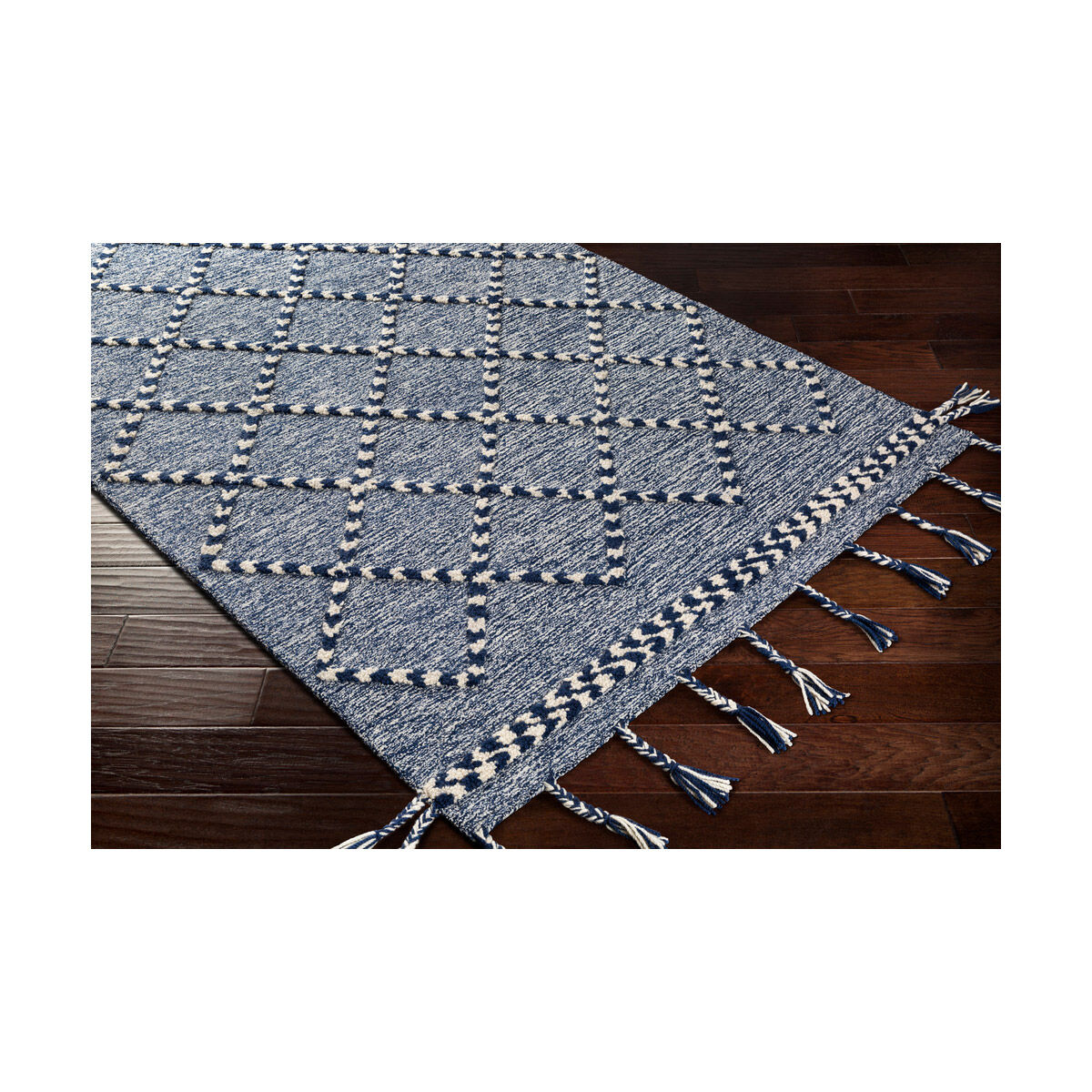 Zanafi Tassels 90 X 60 inch Navy/Cream Rugs