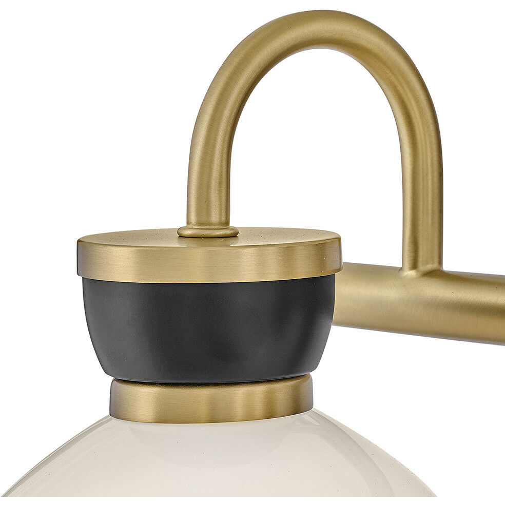 Lucy 3 Light 25 inch Lacquered Brass with Black Bath Light Wall Light