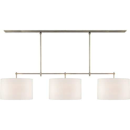 Thomas O'Brien Bryant 3 Light 60 inch Antique Nickel Billiard Light Ceiling Light in Linen, Large