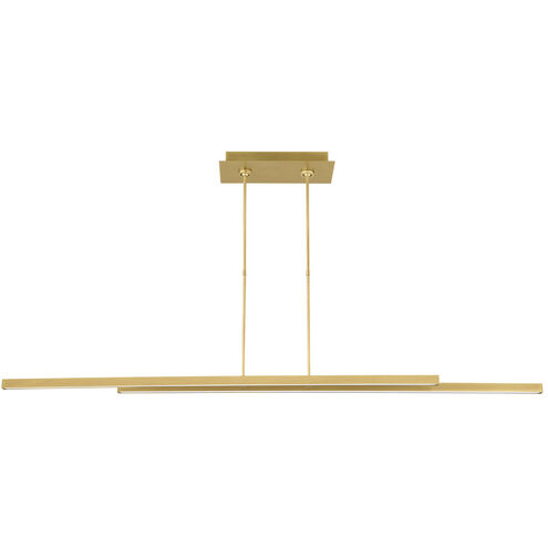 Mick De Giulio Stagger 2 LED 60 inch Natural Brass Linear Suspension Ceiling Light, Integrated LED