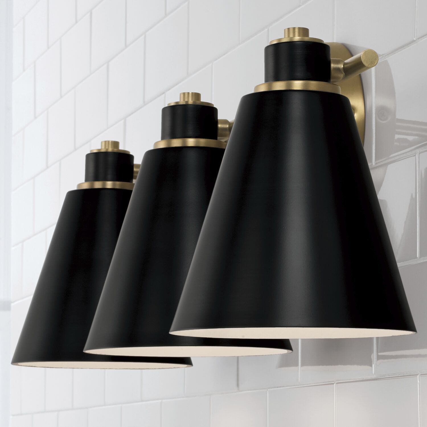 Bradley 3 Light 24 inch Aged Brass and Black Vanity Light Wall Light