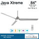 Java Xtreme 84 inch Brushed Nickel Wet with Silver Blades Indoor/Outdoor Ceiling Fan, Wifi
