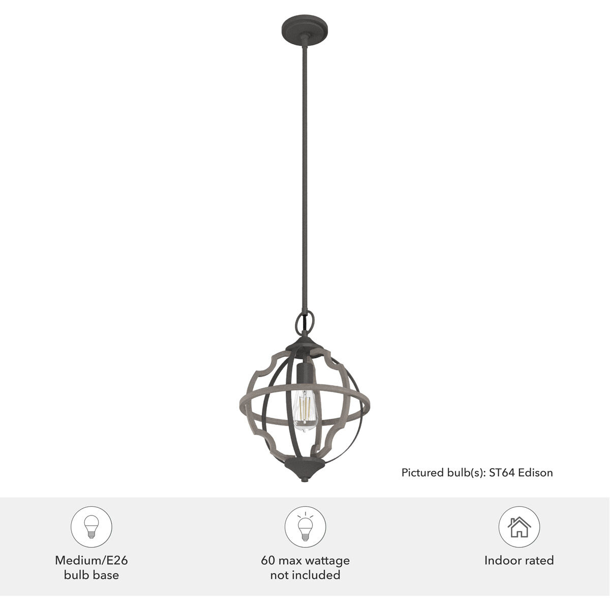 Stone Creek 1 Light 12 inch Noble Bronze and White Washed Oak Pendant Ceiling Light