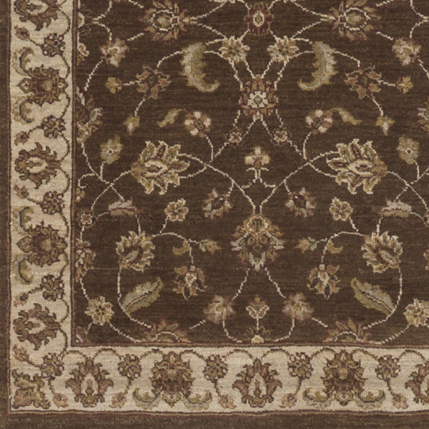 Bursa 36 X 24 inch Dark Brown / Light Beige / Medium Brown / Beige / Cream Handmade Rug
