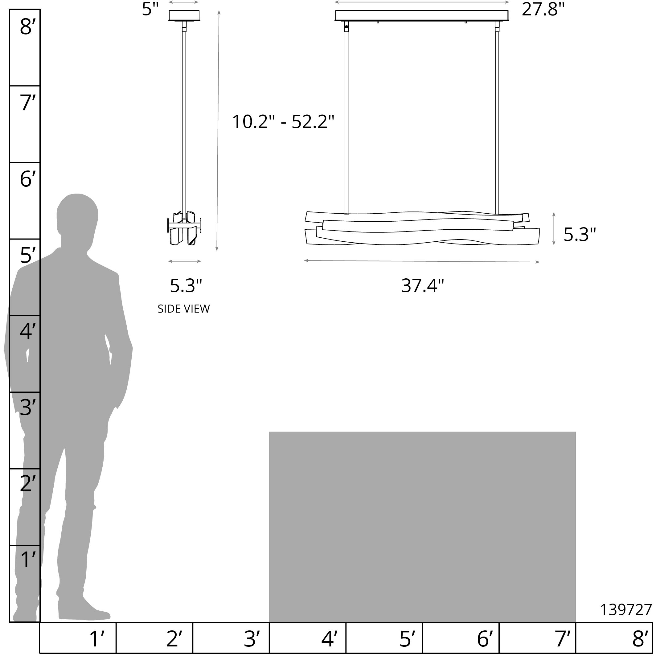 Landscape LED 37.4 inch Dark Smoke Pendant Ceiling Light