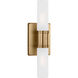 Keaton 2 Light 5 inch Satin Brass Bath Vanity Wall Light in Satin Etched Glass