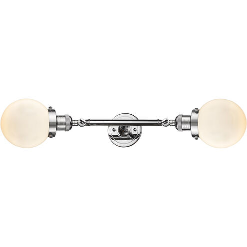 Franklin Restoration Beacon LED 17 inch Polished Chrome Bath Vanity Light Wall Light in Matte White Glass, Franklin Restoration