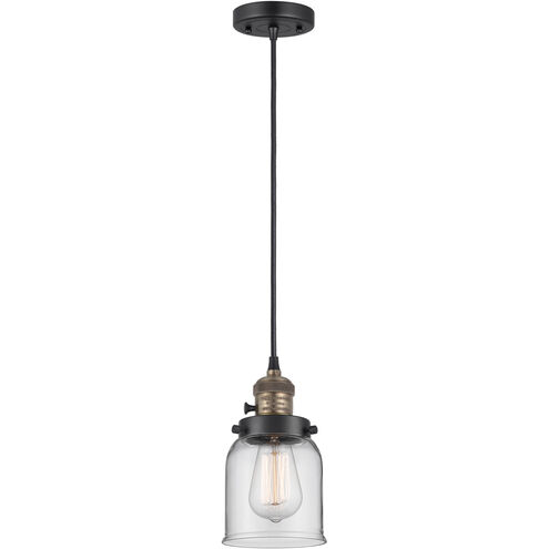 Franklin Restoration Bell LED 5 inch Black Antique Brass Mini Pendant Ceiling Light in Clear