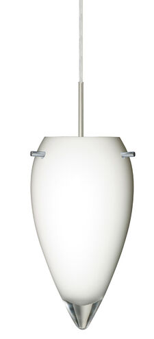 Juli LED Satin Nickel Pendant Ceiling Light in Opal Glossy Glass