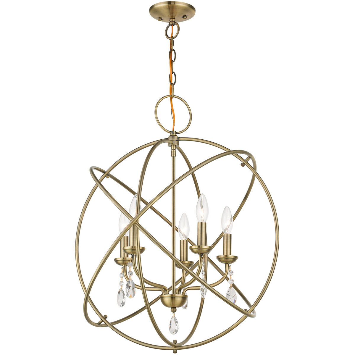 Aria 5 Light 24 inch Antique Brass Chandelier Ceiling Light
