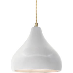 Radiance LED 8 inch Bisque and Antique Brass Pendant Ceiling Light