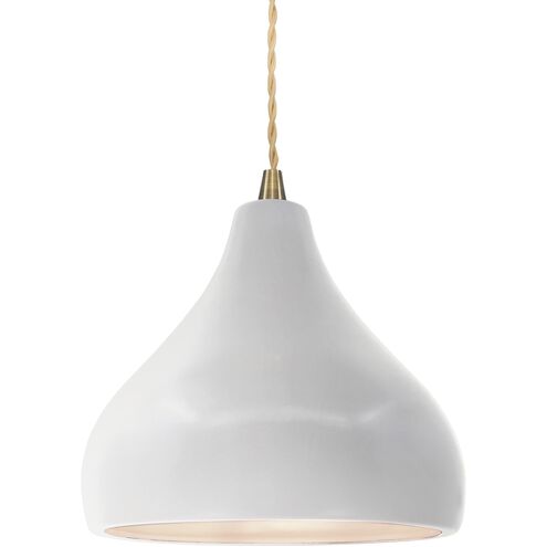 Radiance LED 8 inch Bisque and Antique Brass Pendant Ceiling Light