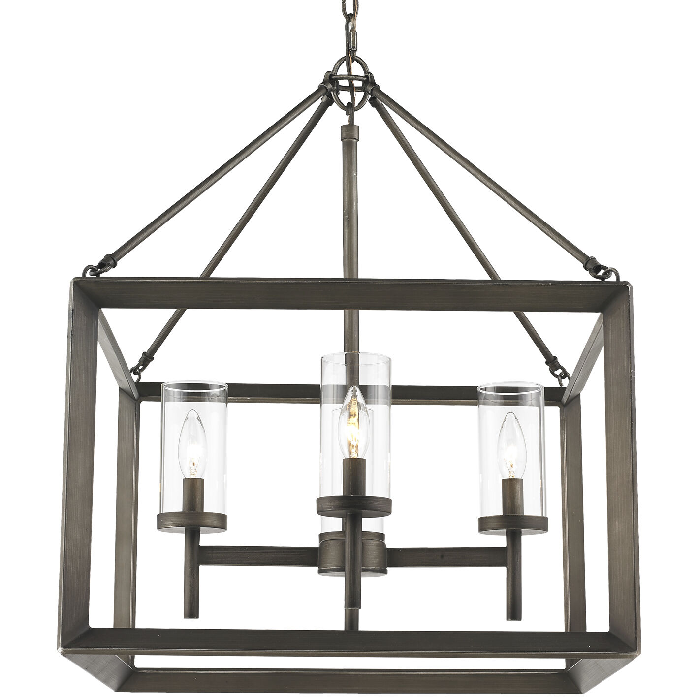 Smyth 21 inch 60.00 watt Gunmetal Bronze Chandelier Ceiling Light in Clear Glass