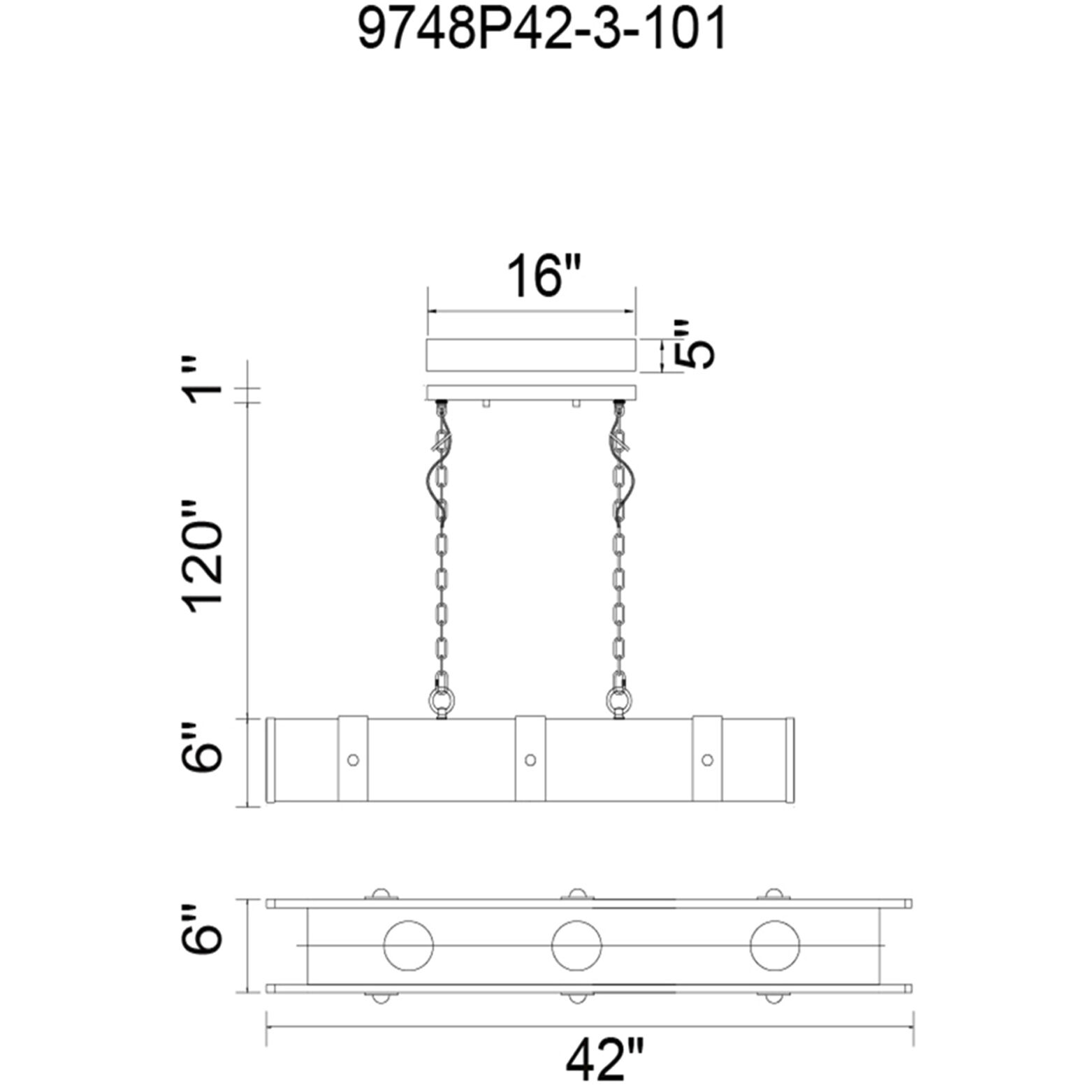 Pago LED 42 inch Black and Wood Drum Shade Island Light Ceiling Light