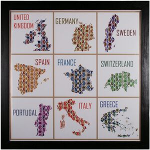 9 Patch Countries Espresso Wall Art