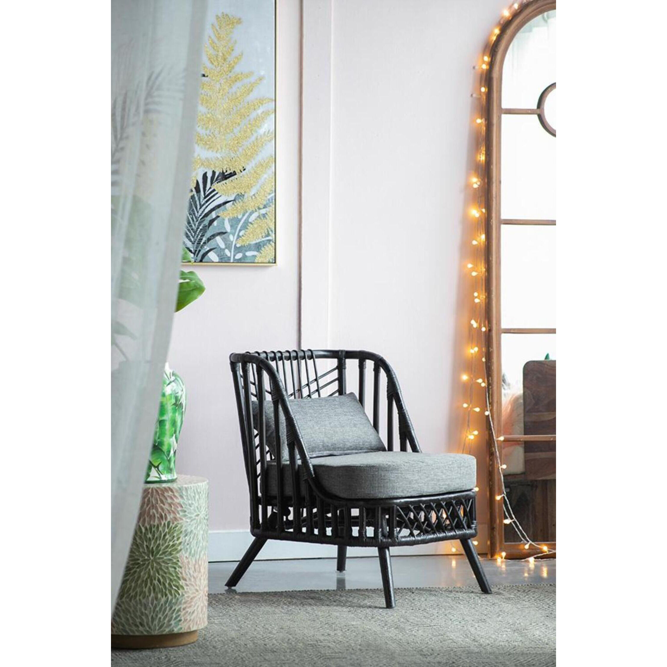 Pagar Natural and Grey Chair, With Cushion