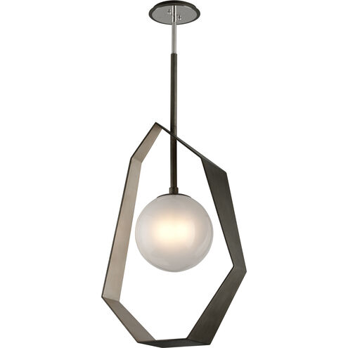 Origami LED 12 inch Graphite With Silver Leaf Chandelier Ceiling Light, Frosted Clear Glass