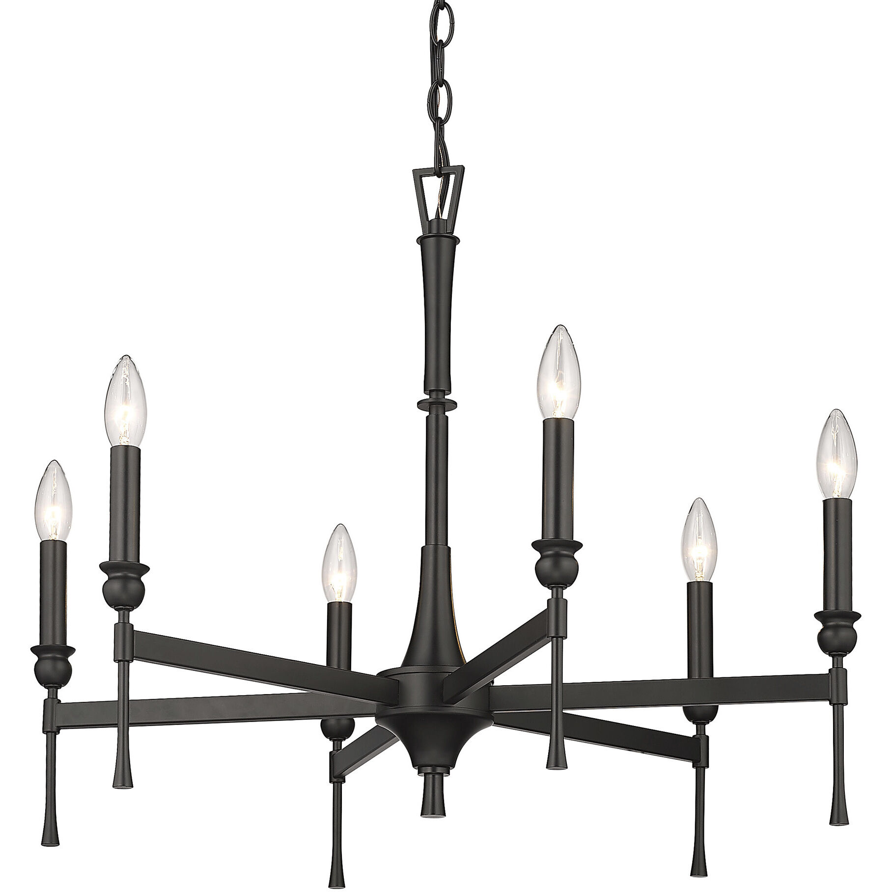 Landon 6 Light 26 inch Matte Black Chandelier Ceiling Light
