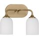 Emile 2 Light 13.25 inch Satin Brass Wall Bath Fixture Wall Light