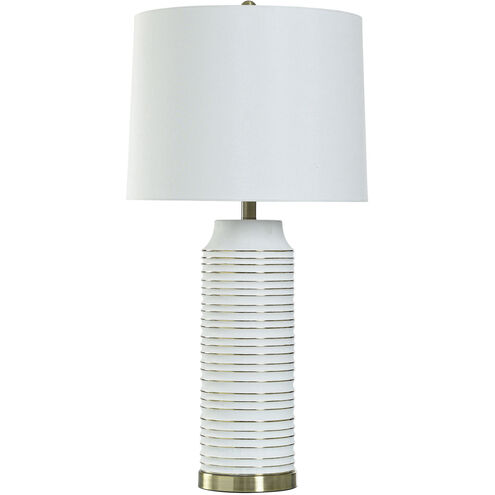Cameron 32 inch 60.00 watt White and Celtic Gold Table Lamp Portable Light