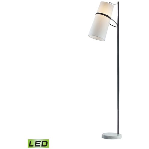 Banded Shade 70 inch 9.5 watt Matte Black with White Floor Lamp Portable Light in LED, 3-Way