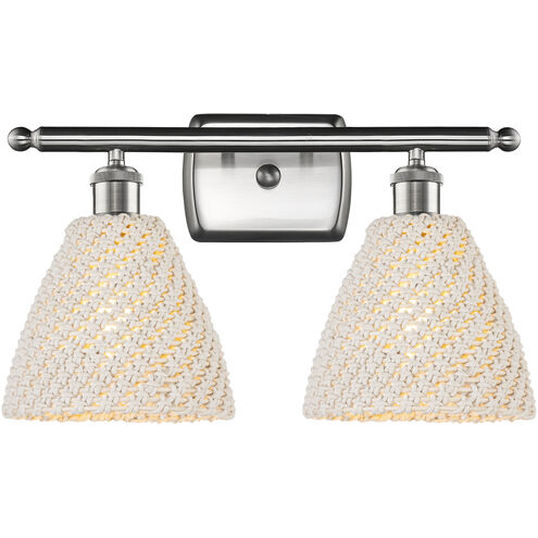 Ballston Bristol Natural 2 Light 17.5 inch Brushed Satin Nickel Bath Vanity Light Wall Light