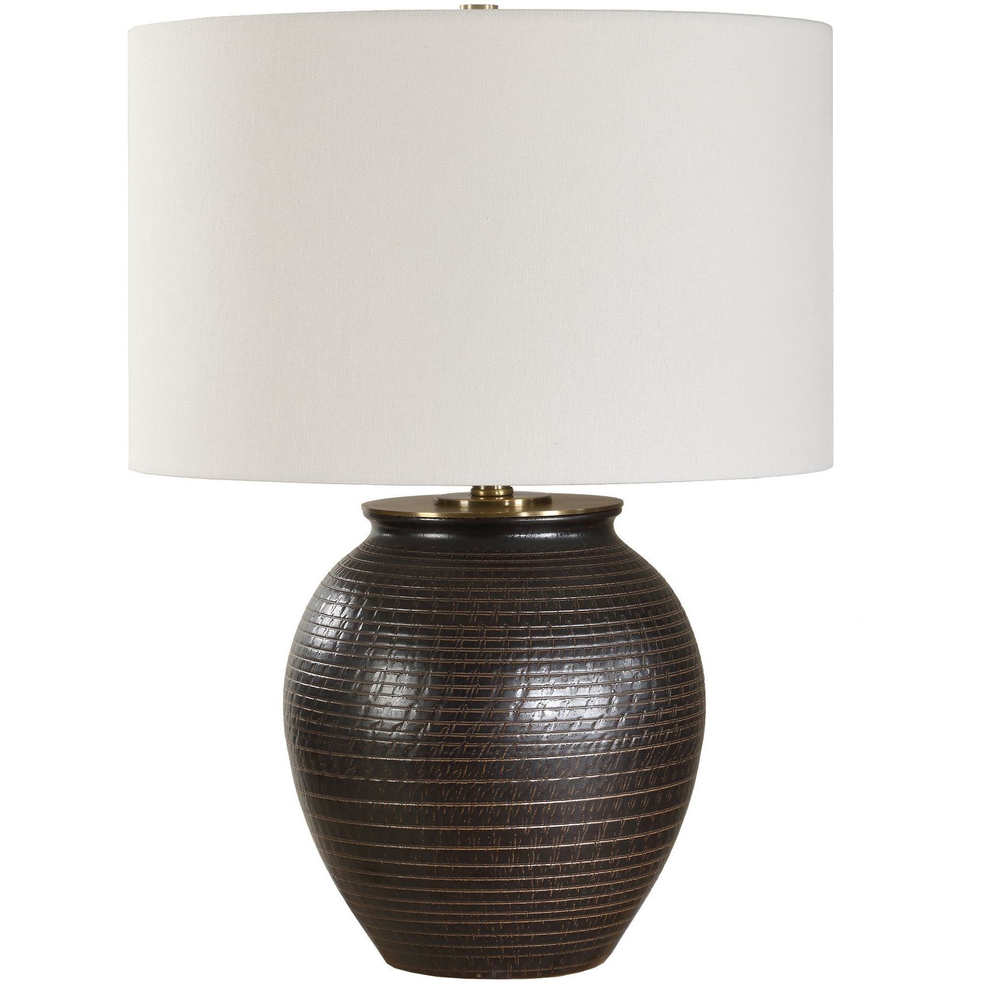 Hawkins 25.25 inch 150.00 watt Dark Bronze Glaze and Brass Table Lamp Portable Light