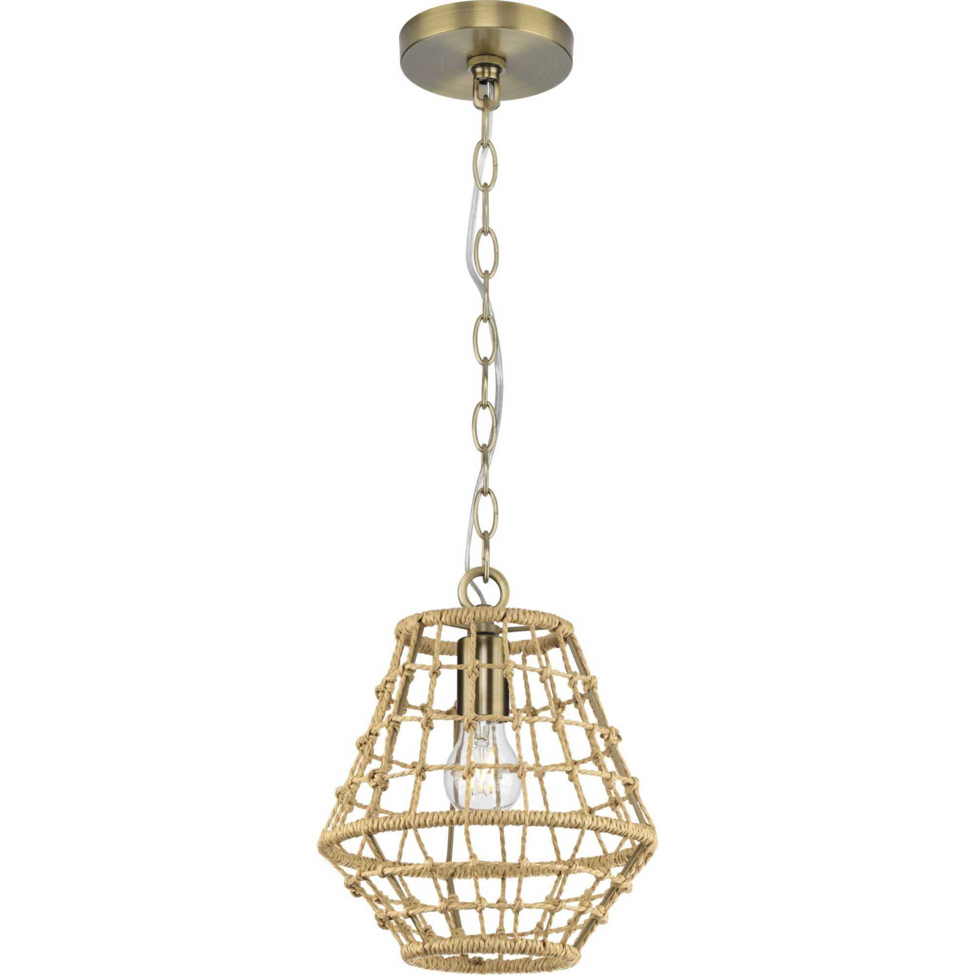 Laila 1 Light 10 inch Vintage Brass Mini-pendant Ceiling Light, Design Series