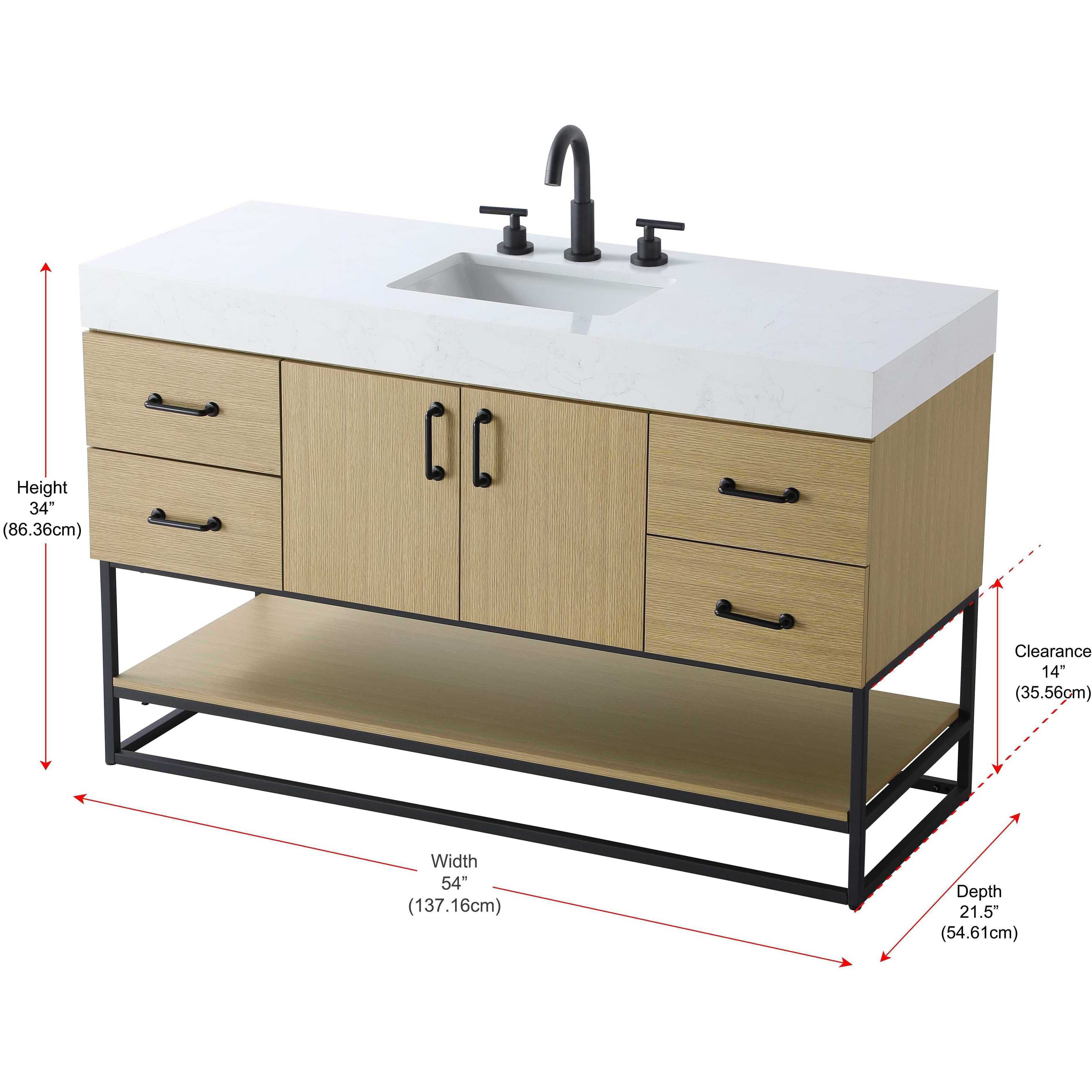 Caroline 54 X 34 inch Honey Brown Bathroom Vanity Cabinet