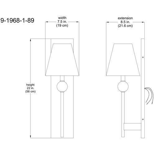 Travis 1 Light 7.5 inch Warm Brass Wall Sconce Wall Light