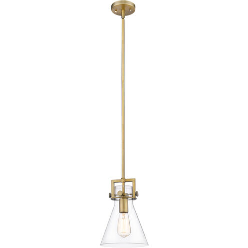 Newton Newton Cone 1 Light 8 inch Brushed Brass Mini Pendant Ceiling Light