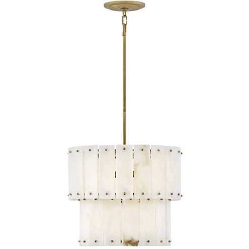 Simone LED 17.5 inch Burnished Gold Foyer Ceiling Light in Alabaster, Semi-flush Mount