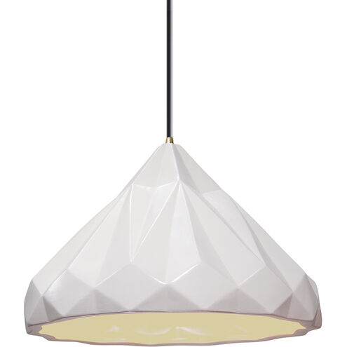 Radiance Collection 1 Light 12 inch Antique Brass and Matte White and Black Pendant Ceiling Light