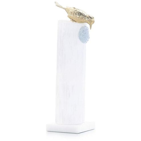 Brass Bird 15 X 4.5 inch Sculpture, on Selenite Roost, II